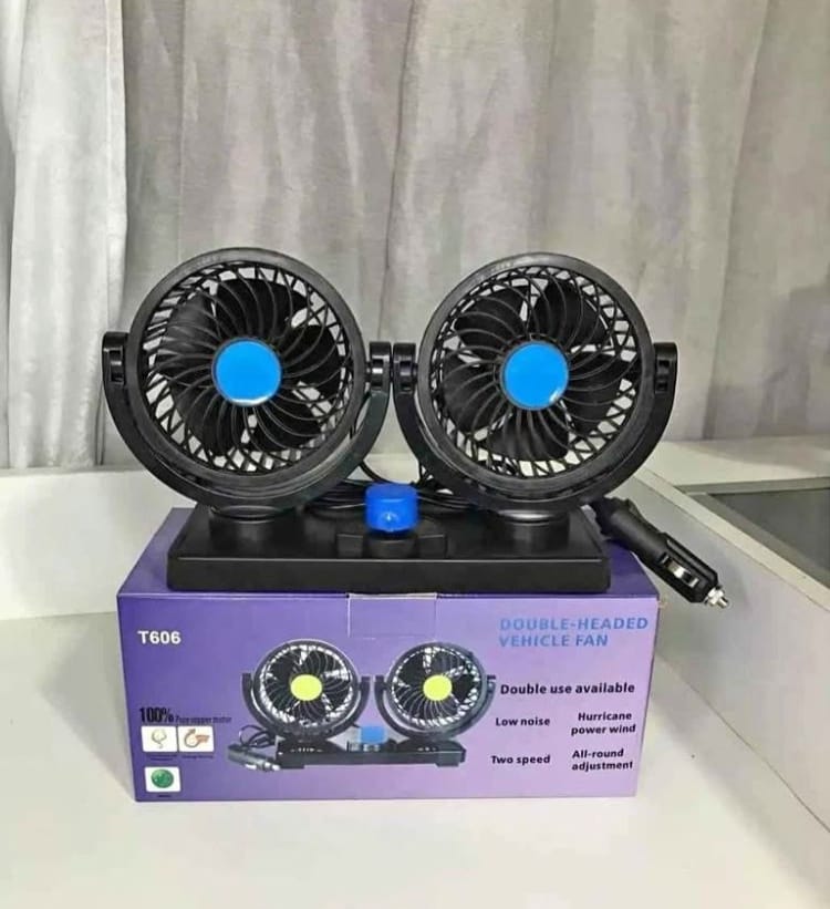 Ventilador Doble para Vehículo – Portátil, Potente y Silencioso